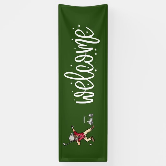 Golfwelkom met golfbal en t-shirt banner (Verticaal)