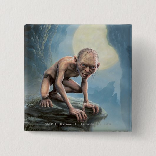 GOLLUM™ met maan Vierkante Button 5,1 Cm (Voorkant)