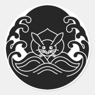 Golve maan konijn ronde sticker