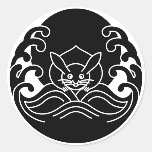 Golve maan konijn ronde sticker (Voorkant)