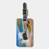 Golven botsten op het strand, Hawaii Bagagelabel (Voorkant verticaal)