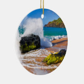 Golven botsten op het strand, Hawaii Keramisch Ornament (Rechts)