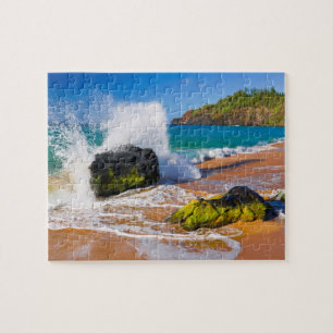 Golven botsten op het strand, Hawaii Legpuzzel