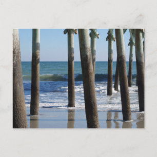 Golven breken onder de pier van Myrtle Beach Briefkaart