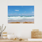 Golven brengen zeewier binnen poster (Keuken)