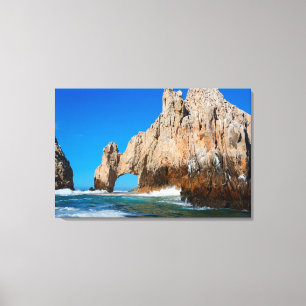 golven die op strand springen canvas afdruk