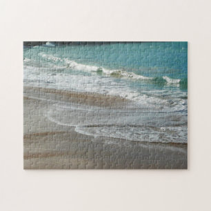 Golven die tegen het strand slaan Turkooisblauwe o Legpuzzel