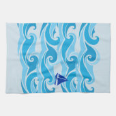 Golven en zeilboot in de oceaan theedoek (Horizontaal)