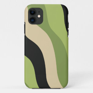 Golven, groen, zwart en beige rondingen kleurrijk iPhone 11 hoesje