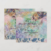 Golven, helder rood paars blauw roze goud glinste kaart (Voorkant / Achterkant)