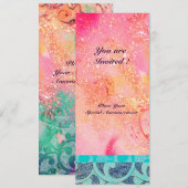 Golven, helderblauwe groene roze gouden glinsterin kaart (Voorkant / Achterkant)