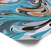 Golven in Abstracte blauw acrylzuur Poster (Hoek)