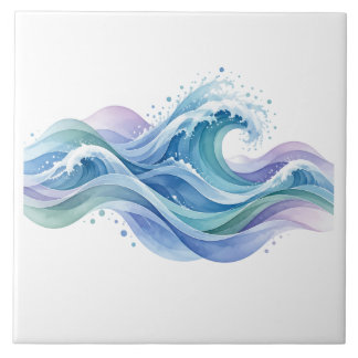 Golven in Aqua en Violet Tegeltje