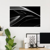 Golven in Chrome abstracte zwart-wit foto Poster (Thuiskantoor)