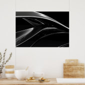 Golven in Chrome abstracte zwart-wit foto Poster (Keuken)