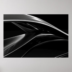 Golven in Chrome abstracte zwart-wit foto Poster