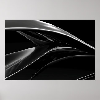 Golven in Chrome abstracte zwart-wit foto Poster