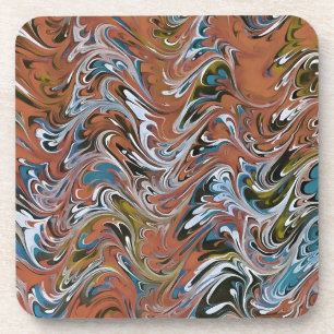 Golven in de Abstracte kunst van rood en blauw acr Drankjes Onderzetter