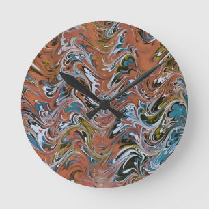 Golven in de Abstracte kunst van rood en blauw acr Ronde Klok