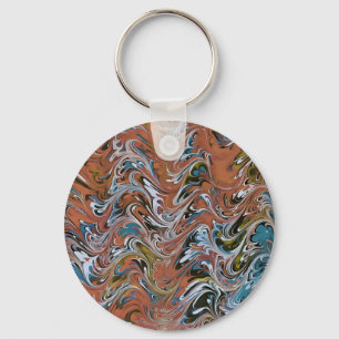 Golven in de Abstracte kunst van rood en blauw acr Sleutelhanger