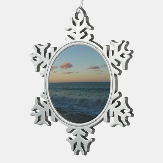 Golven kruipen in het Zonnestrand Landschap Tin Sneeuwvlok Ornament (Rechts)