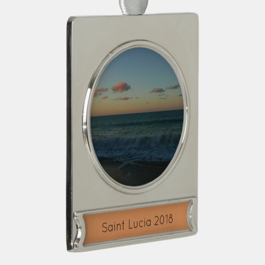 Golven kruipen in het Zonnestrand Landschap Verzilverd Banner Ornament (Rechts)