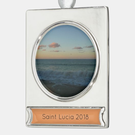 Golven kruipen in het Zonnestrand Landschap Verzilverd Banner Ornament (Links)