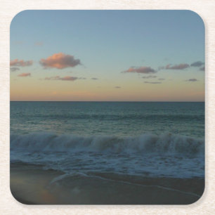 Golven kruipen in het Zonnestrand Landschap Vierkante Kartonnen Onderzetter