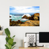 Golven kruipen op Shoreline Rocks Poster (Thuiskantoor)