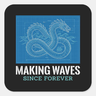 Golven maken sinds mensenheugenis Zee Serpent Stic Vierkante Sticker