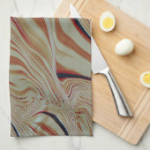 Golven op een gemengde basis in grijs ocher oranje theedoek (Quarter Fold)