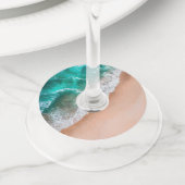 Golven op Sandy Beach Wijnglaslabel (Dichtbij)