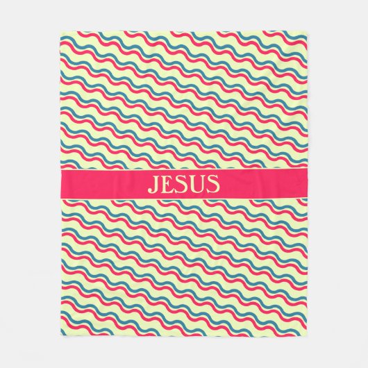 Golven Rood Blauw Minimaal Patroon Fleece Deken (Voorkant)