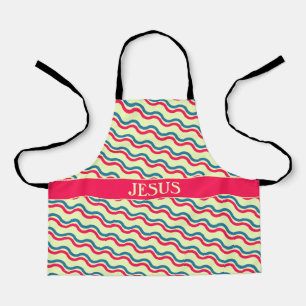 Golven Rood Blauw Minimaal Patroon Schort