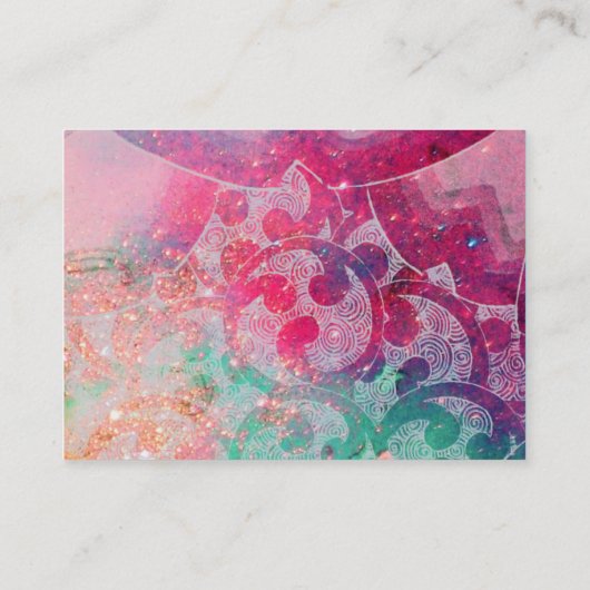 GOLVEN, Roze Blauw Groen Goud Sparkles, Bloemen We Visitekaartje (Achterkant)