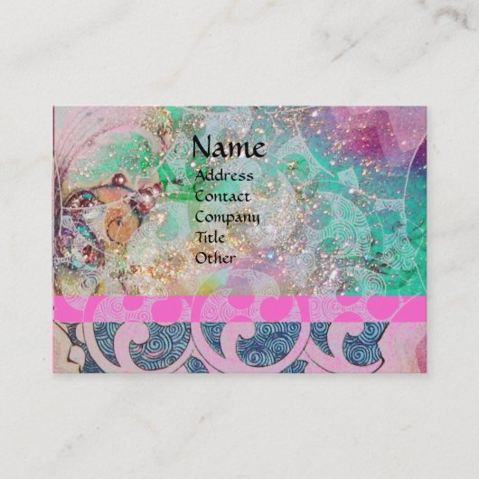 GOLVEN, Roze Blauw Groen Goud Sparkles, Bloemen We Visitekaartje (Voorkant)