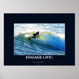 Golven Surfboard-rider Surfing Motivatie Art Poster