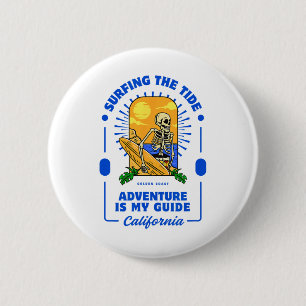 Golven surfen De Avontuurlijke Reis Is Mijn Gids G Ronde Button 5,7 Cm