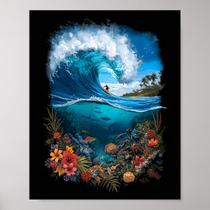 Golven surfen Tropische Oceaan Strand Horizon Poster