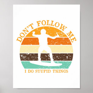 Golven surfen Vintage surfer strand zonsondergang Poster