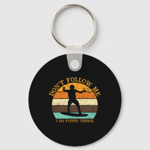Golven surfen Vintage surfer strand zonsondergang Sleutelhanger