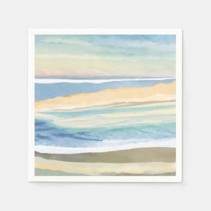 Golven van Blauw   Oceaan Strand Waterverf Servet