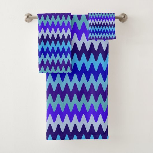 Golven van Deep Zee Blauwe Handdoek Set (Insitu)