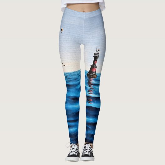Golven van het Adriatische Zee Maritieme Magische Leggings (Voorkant)
