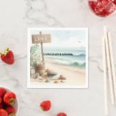 Golven van liefde op het strand Gefeliciteerd serv Servet (Insitu)
