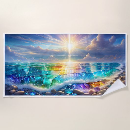 Golven van rust: Crystal Ocean Sunset Handdoek (Voorkant)