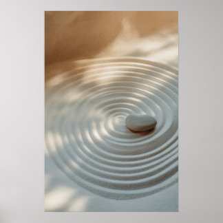 Golven van sereniteit - minimalistisch zandpatroon poster
