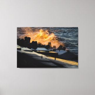 Golven van Sunset Gold Canvas Afdruk