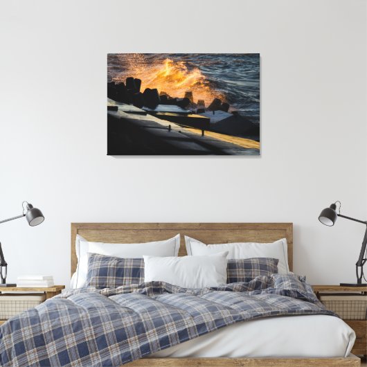 Golven van Sunset Gold Canvas Afdruk (Insitu (Slaapkamer))