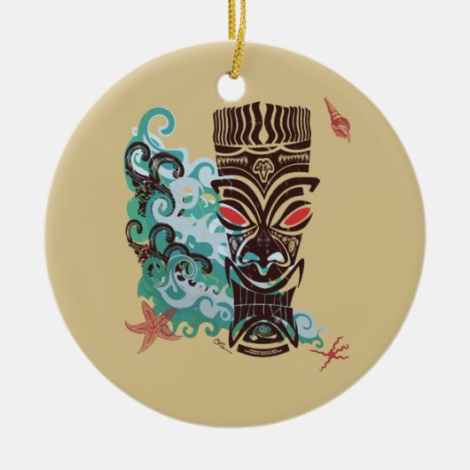 Golven van TIki Keramisch Ornament (Voorkant)